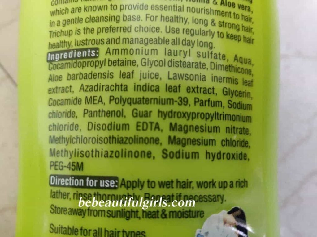 trichup shampoo ingredients