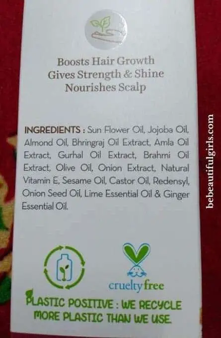 Mamaearth Onion Hair Oil ingredients