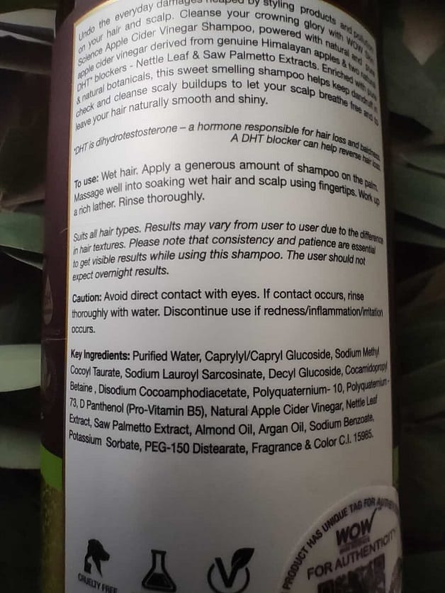 wow apple cider vinegar shampoo ingredients