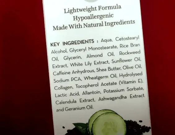 Mamaearth Under Eye Cream ingredients