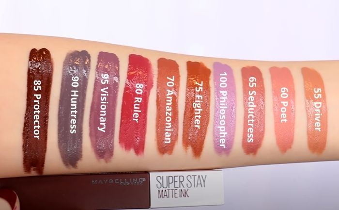 Maybelline superstay matte ink liquid lipstick swatches